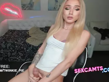 Cute skinny blonde Tgirl hairy pecker - sexcamTS.com
