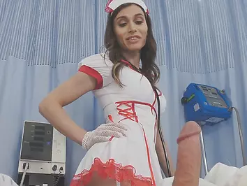 Gorgeous t-girl nurse takes care of everything